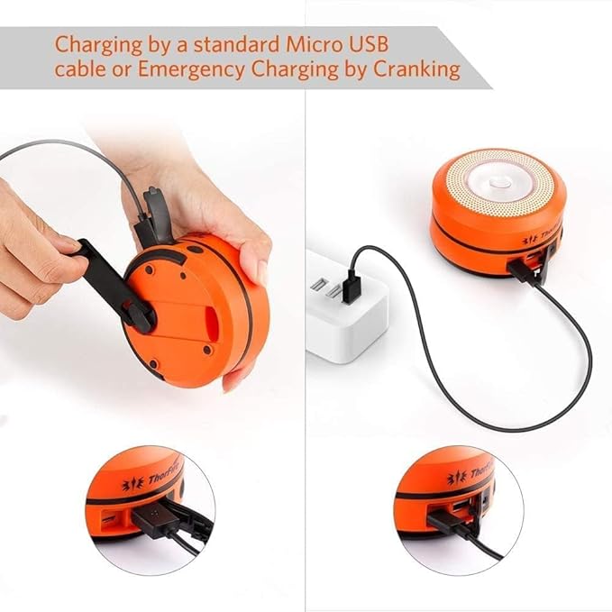 THORFIRE Collapsible LED Camping Lantern Rechargeable, Portable Hand Crank Lantern Flashlight with 4 Light Modes for Power Outage, Hiking, Emergency, Fishing (2 Pack)