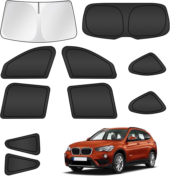 T TGBROS Windshield Sun Shade for BMW X1 F48 2016 2017 2018 2019 2020 2021 2022 Car Window Shades Thicken UV Block and Blackout Privacy Foldable Sunshades 10PCS Accessories Keep Cool Sun Visor Covers