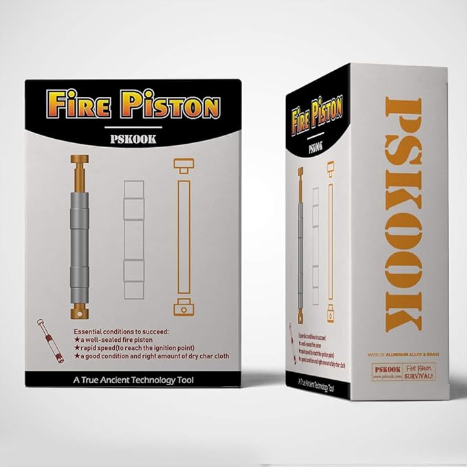 PSKOOK Metal Fire Piston Educational Campers/Survival/Preppers Scientific Lesson