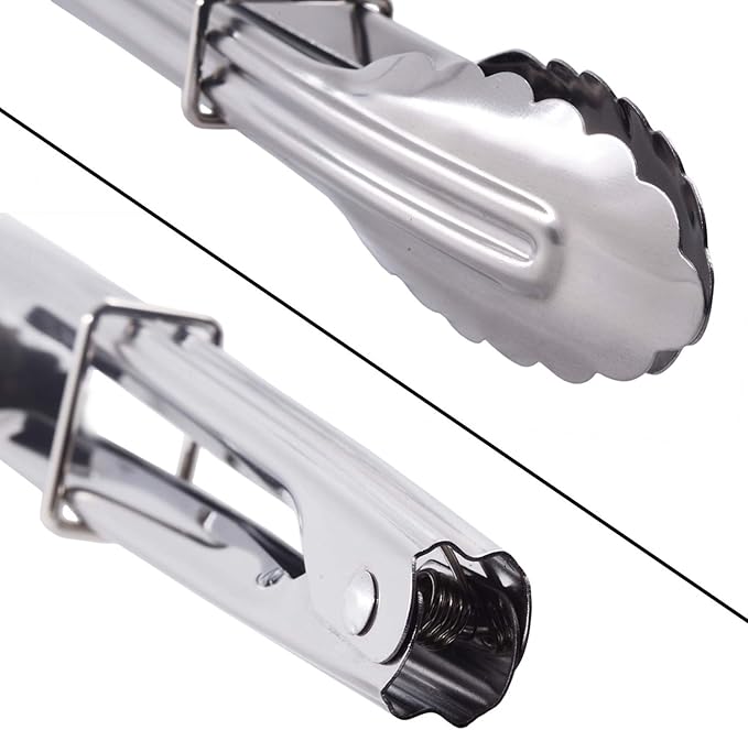 HINMAY Mini Stainless Steel Serving Tongs Small Tongs for Serving Food Cooking Salad Grilling (7-Inch 3 Pieces)