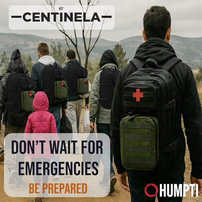 Bug Out Bag Survival Kits HUMPTI Centinela, 72 Hour Survival Kit Military Grade for Emergency, Kit de Supervivencia, Go Bag Emergency Backpack, Solar Radio, Camping Gas for Cook, Mochila 72 Horas