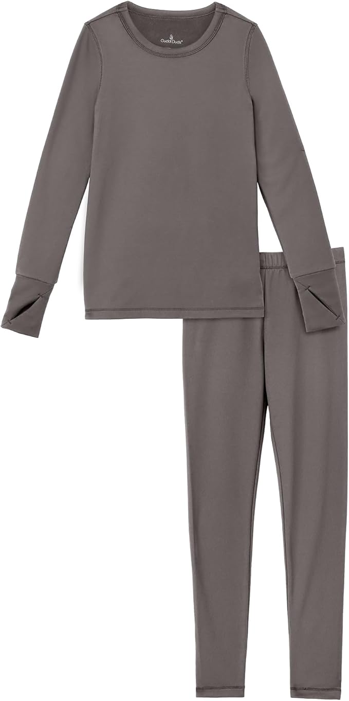 Cuddl Duds Girls Heavyweight Cold Weather Fleece Lined Thermal Set – Long Sleeve Shirt & Leggings – Long Johns for Kids