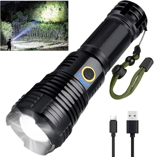 BengMxj Rechargeable LED Flashlights,990000 High Lumens Tactical Flashlight with Zoomable Super Bright Waterproof Flashlights for Emergencies,Camping,Hiking,Home