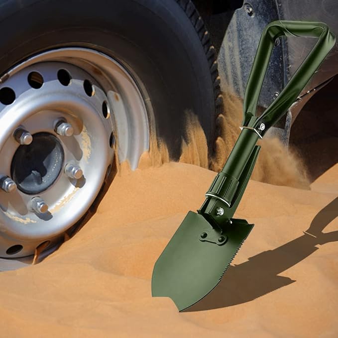 18.5" Folding Shovel, Tri-Fold Collapsible Shovel for Car, Camping Shovel, Military Entrenching Tool for Gardening, Camping, Digging Dirt, Sand, Snow, Off Road, Portable Car Emergency kit