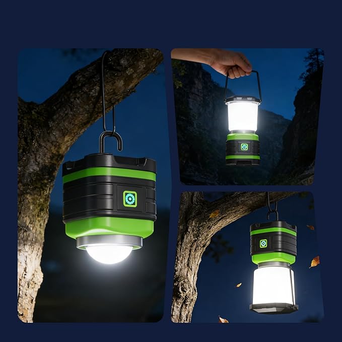 Lichamp LED Camping Lantern, Battery Powered LED Lights Camping Essentials, Portable Lanterns Flishlights for Emergency, Hurricanes, Outdoor Hiking, Power Outages, Survival Gear and Home Use, 4 Pack