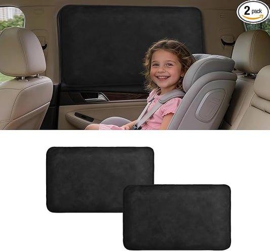 XCBYT Suede Car Window Shades for Rear Side Windows, 2-Pack Ultra-Soft Magnetic Car Curtains, 100% Light Blocking Window Covers for Privacy, Baby Care, Camping & Road Trips