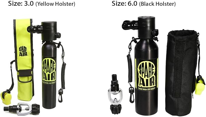 Spare Air Original Mini Scuba Tank - 3 cu ft Dive Cylinder - Made in USA-DOT Marked Tank with Holster, Leash, Refill Adapter