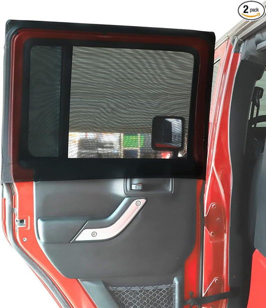 Savadicar Rear Window Sun Shade, Breathable Mesh Side Window Sunshade, Stretchy Sun Screen Net Compatible with 1997 to Present Jeep Wrangler TJ JK JL & Gladiator JT, Anti-UV for Baby/Pet/Camping, Pair