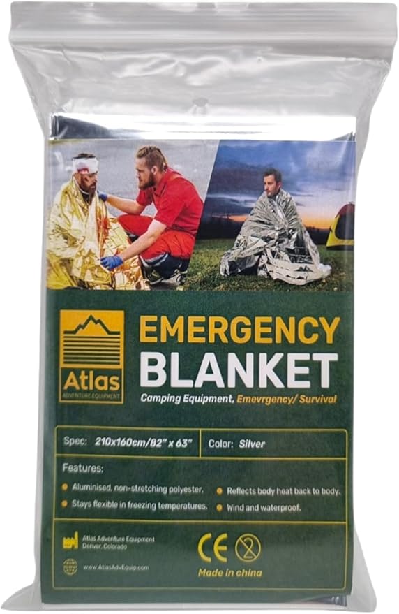 Emergency Survival Blanket, Mylar Thermal Blanket, Gigantic Space Blanket 82" x 63" (5)