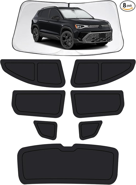 Car Window Shades for Volkswagen Taos 2022-2026, Full Car Window Covers for Privacy, Sunshades for Taos Front Rear Windshield Side Windows to Block UV and Protect Privacy(8pcs)