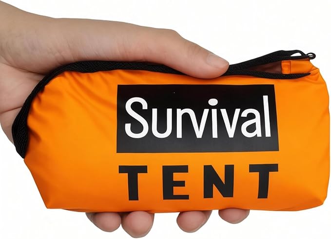 Survival Tent Kit All Weather Protection for Camping, Hiking & Survival Includes Emergency Whistle, Paracord, Blanket