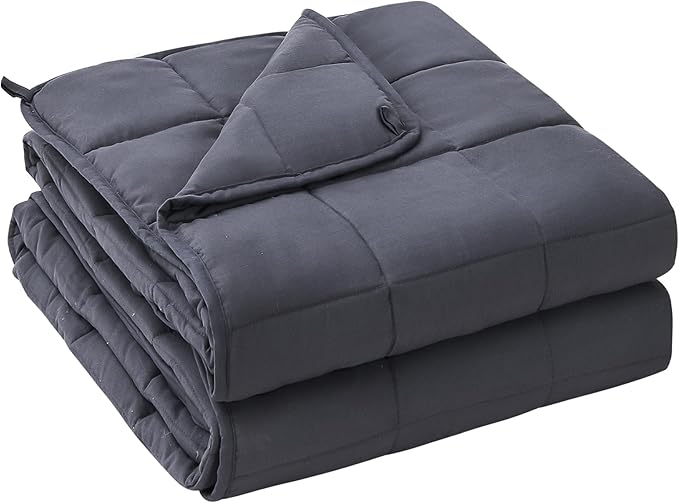 yescool Weighted Blanket for Adults (15 lbs, 60" x 80", Grey) Cooling Heavy Blanket for Sleeping Perfect for 140-160 lbs, Queen Size Breathable Blanket with Premium Glass Bead, Machine Washable