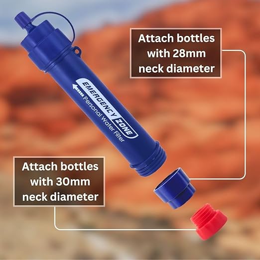 [2 Pack] Portable Water Filter Straw - Reliable Survival Gear for Clean Water, Emergency Survival Purifier | for Hiking, Travel, Camping Gear, and Outdoor Adventures
