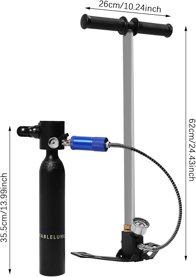 Scuba Tank, 0.5L Mini Scuba Diving Equipment, Emergency Rescue with High Pressure Pump, Support About 10 Minutes Underwater Breathing, Portable Lung Oxygen Tank Diving Equipment, for Underwater Diving