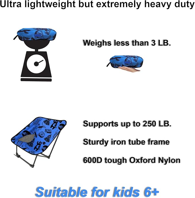 Youth and Kids Camping Chair | Ultra Lightweight, Foldable and Heavy Duty | Ideal Indoor/Outdoor Kid Chair for Camping, Beach, Sports and Lawn