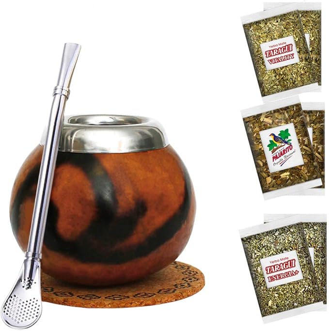 Yerba Mate Bombilla Gourd Drinking Filter Straws 304 Food-Grade Stainless Steel 6.1 inch Long Spoon Bombillas Straws for Mate Tea Set of 3 with Cleaning Brush (silver)