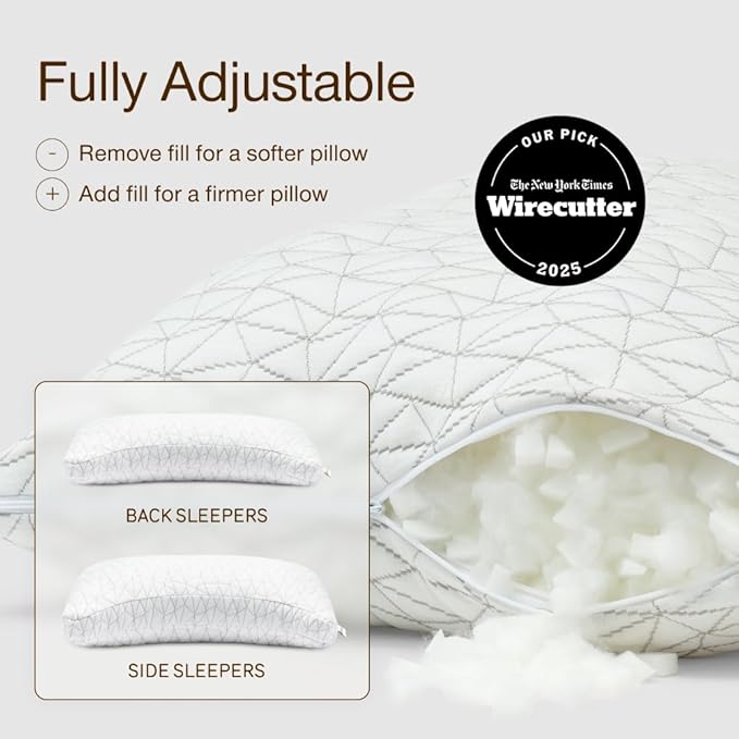 Coop Home Goods Original Crescent Adjustable Pillow, King Bed Pillows for Shoulder, Neck & Head Support, Crescent Foam Pillows - Medium Firm for Back & Side Sleeper, CertiPUR-US/GREENGUARD Gold