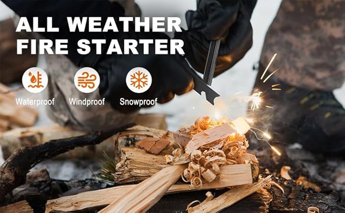 Magnesium Fire Starter Waterproof Fire Steel for Camping, Hiking, Hunting, Backpacking,Outdoor Survival fire Striker Kit(4 Pack)