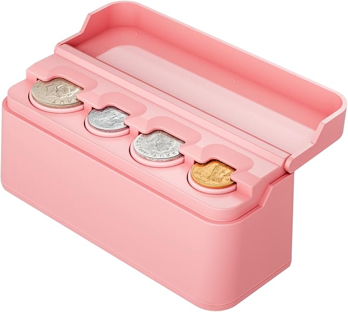 JOYTUTUS Coin Holder for Car Change Organizer Universal Storage Coin Money Dispenser Fit for Most Car Trucks Accessories(Pink, 1 Pack)