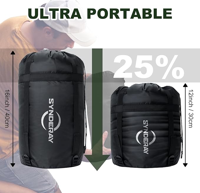 Sleeping Bags for Adults Cold Weather & Warm - Backpacking Camping Sleeping Bag for Kids 10-12, Girls, Boys - Lightweight Compact with Compression Sack