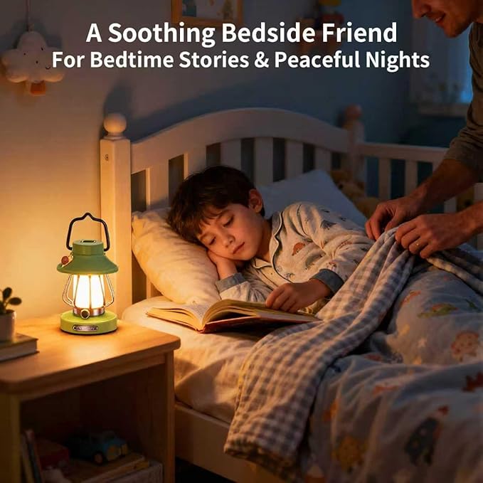 Kids Lantern with 3 Color Dimmable & USB-C Charging,Boys Night Light for Bedroom, Indoor Outdoor Adventures & Emergency Use Toddler Flashlight Camping Essentials for Kids (Green)