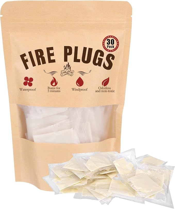 Quick Instant Fire Starter, Waterproof Indoor & Outdoor Firestarter, 30 Pack, for Charcoal, Campfire, Fireplace, BBQ, Wood Stove Odorless and Non-Toxic