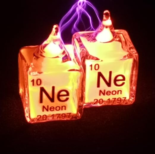 8pcs Rare Gas Glass Cube 10mm, Hydrogen Nitrogen Oxygen Helium Neon Argon Krypton Xenon, 99.999% High Purity, Scientific Laboratory Material, Periodic Table of Elements, Element Enthusiast Collection