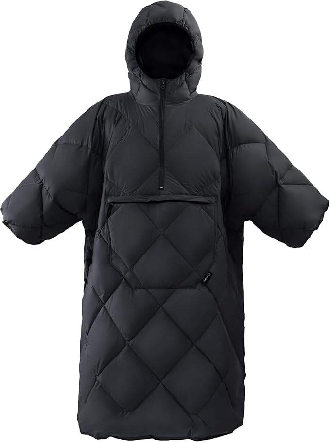 ATEPA Wearable Sleeping Bag, Recycled Water-Resistant Camping Blanket Poncho, Ultralight Packable Stadium Blanket for Outdoor