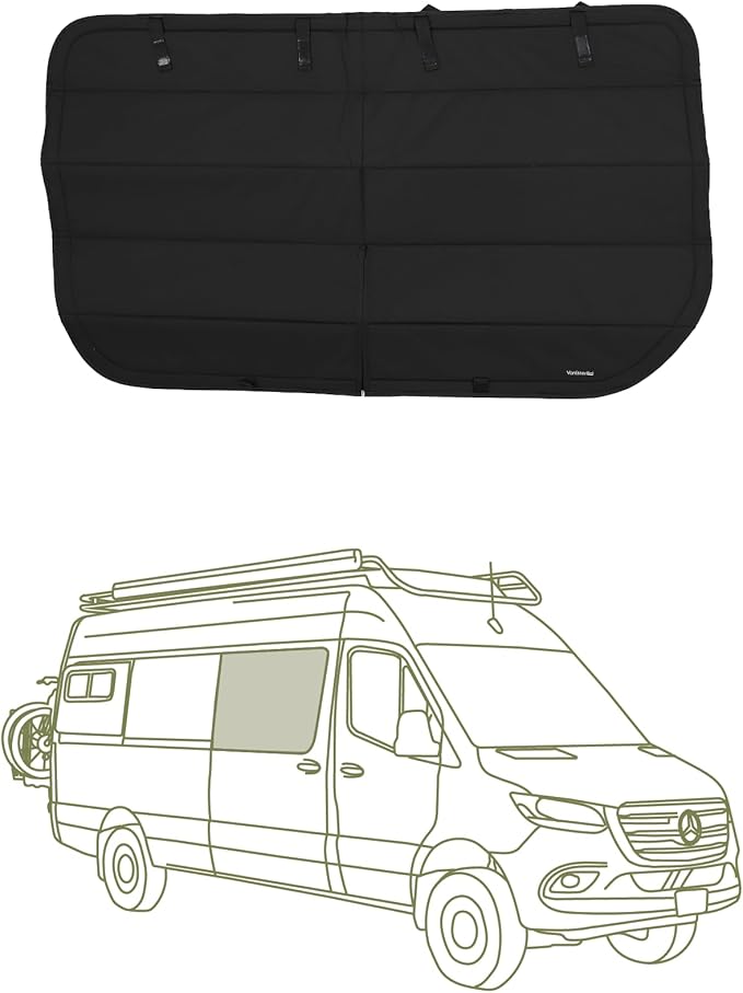 VanEssential Insulated Stealth Blackout Magnetic Window Cover Designed for Mercedes-Benz NCV3 & VS30 (Van Years 2007 to Current), Sliding Door (Bare Metal Window Frame Only), Black