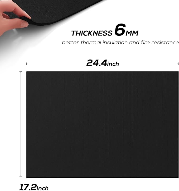 FLASLD Welding Blanket Fireproof Mat Heat Resistant Material Up To 1800°F Flame Retardant Fabric Carbon Felt for Grill Stove Pit Soldering Welders Plumbers (18×24 inch)