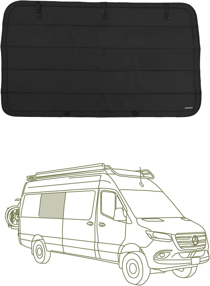 VanEssential Insulated Stealth Blackout Magnetic Window Cover Designed for Mercedes-Benz NCV3 & VS30 (170 Length Van) Middle Window (Right Hand Side), Black