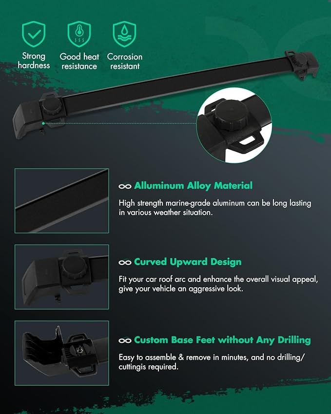 SCITOO Aluminum Alloy Roof Top Cross Bar fit for Jeep Compass 2.0L 2.4L 2011-2016 Set Rock Rack Rail