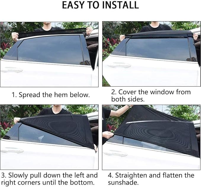 Car Windows Mosquito Net,Car Window Screens for Camping,UV and Car Mosquito Net for Camping |Breathable Mesh Baby Car Window Covers，Sun Glare/UV Rays Double Layer Design(Rear Side 2pcs)