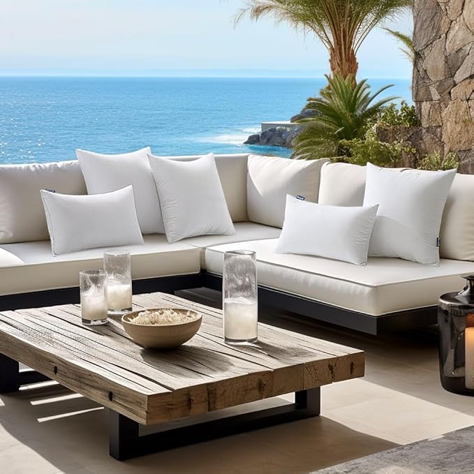 MIULEE Pack of 2 26x26 Inch Outdoor Pillow Inserts Waterproof Decorative Throw Pillow Insert, Square Lumbar Garden Pillow Form for Patio Sofa Couch