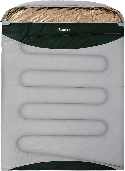 Double Sleeping Bag for Adults All Season 0 Degrees Heavy Duty Two Person Sleeping Bag for Camping Cotton Canvas YKK Zipper Portable