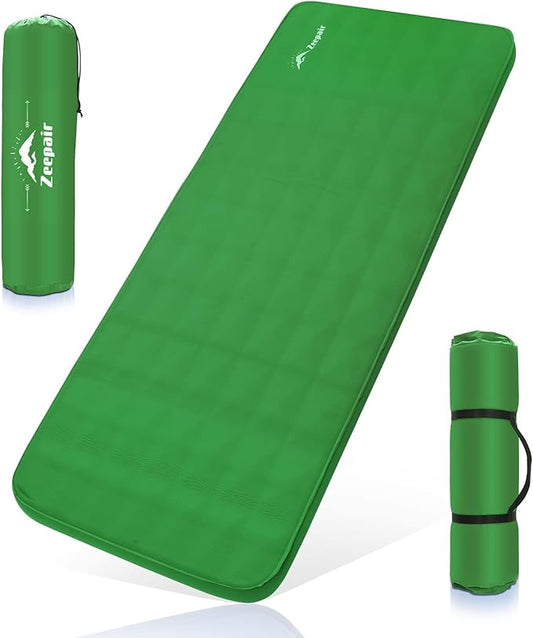 Buheco Sleeping Pad for Camping, Self-Inflating 9.5 R Value 3" Ultra-Thick Memory Foam Comfort Plus Camping Mats for Backpacking Travelling & Hiking Portable Air Mattress for 4-Season Green