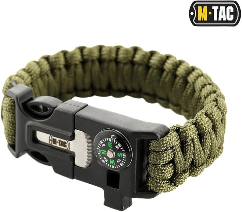 M-Tac Survival Paracord Bracelet - Cord 12 ft (144 Inch) - Tactical Emergency Cord Rope with Compass Whistle