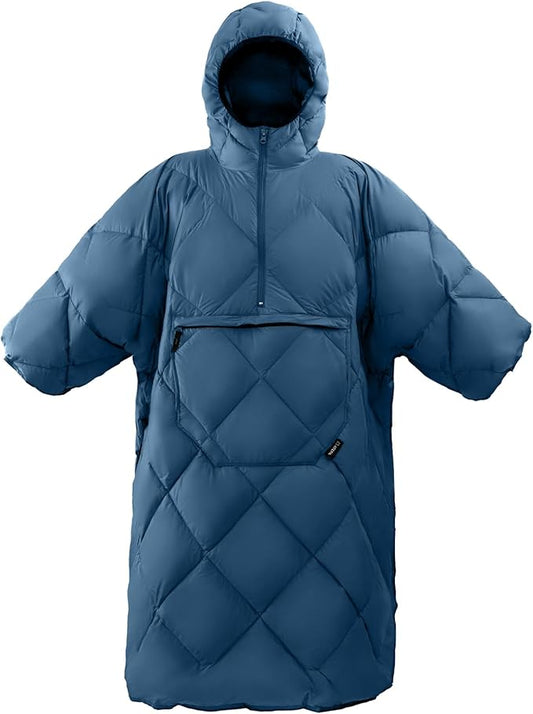 ATEPA Wearable Sleeping Bag, Recycled Water-Resistant Camping Blanket Poncho, Ultralight Packable Stadium Blanket for Outdoor