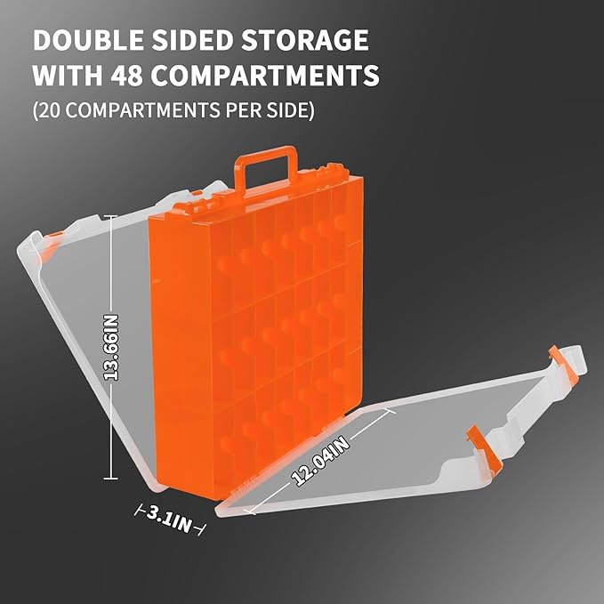 Toy Car Storage Organizer Case Compatible with Hot Wheels/for Matchbox Cars. Display Carrying Container Holder for LOL Surprise Dolls/for Shopkins with 48 Compartments Double Sided-Orange (Box Only)