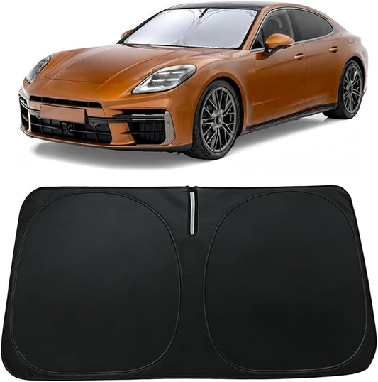 Windshield Sun Shade for Porsche Panamera 2017-2024, Car Front Window Sunshade with 240T Sun Visor Protector Blocks UV Rays Heat Sun Shield Accessories