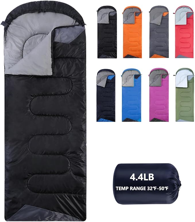 Sleeping Bags for Adults Cold Weather - 20 Degree Big&Tall Size Backpacking Lightweight Waterproof for Girls Boys Mens Teen Women for Camping Hiking Outdoor Travel Hunting with Compression Bags(Black)