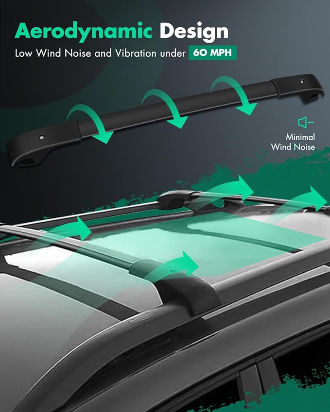 SCITOO Roof Rack Cross Bar 165LBS Compatible for Jeep Cherokee 2014-2022 2 Crossbars Black