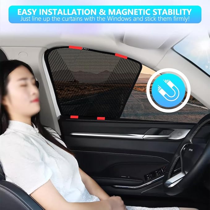 BWEN Car Window Shades for Hyundai Palisade 2020-2025 Magnetic Window Curtain with Breathable Mesh Blocking 99% Sun Glare and Heat Keep Vehicle Cool for Sleepping, Camping (4PCS)