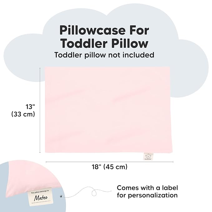 KeaBabies 13 x18 Toddler Pillowcase, Waterproof - Soft Waterproof Toddler Pillow Protector Cover for Kids, Boys, Girls, Durable Machine Washable, Small Travel Pillow Sold Separately (Mist Pink)