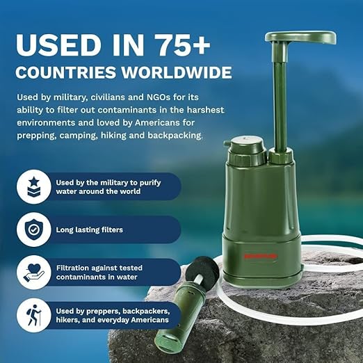 Survivor Filter PRO Extender Series – Portable Water Filter Pump with Extra Replacement Filters – Tested in USA Labs – Bacteria, Parasite and Virus Removal – Ultimate Survival & Backpacking Gear