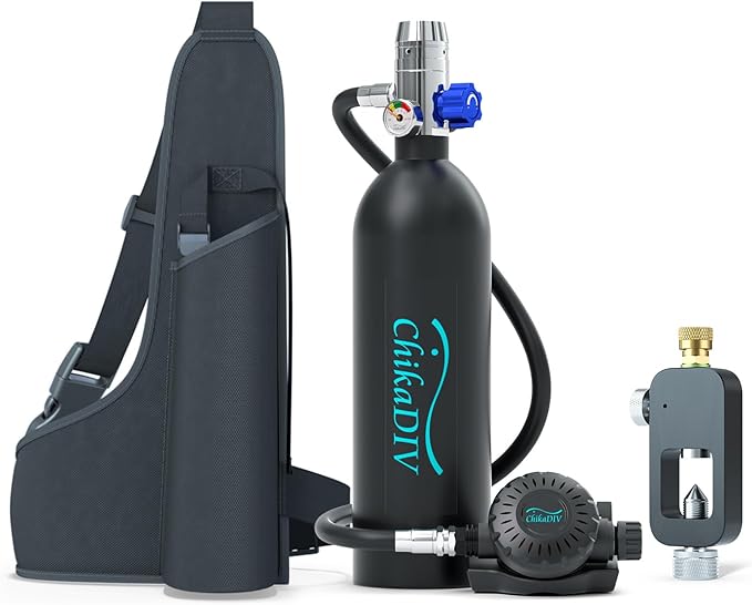 Mini Scuba Tank with 1L Capacity Lung Tank–DOT Certified Dive Portable Lungs for Snorkeling and Underwater Breathing