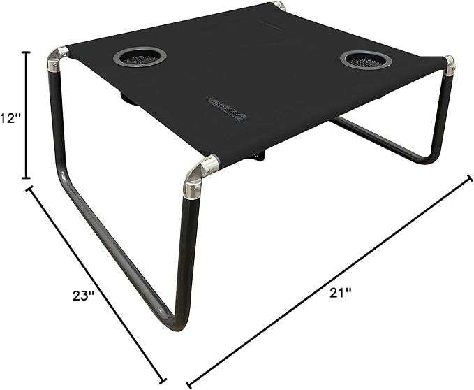 Neso Beach Table - Lightweight, Portable and Foldable Table for Beach, Camping and Outdoor Adventures - Stable Surface - with Cup Holder for Drinks and Phone Pockets - Black