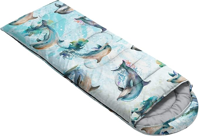 QOOMO Axolotl Cute Camping Sleeping Bags,3 Season Warm & Cool Weather,Lightweight,Waterproof Sleeping Bags for Adults & Kids,Traveling,and Outdoors