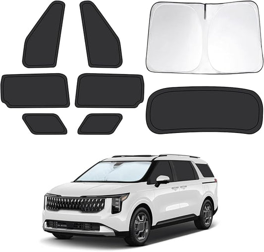 8pcs Car Window Shades for Kia Carnival 2022-2024 2025, Full Car Window Covers for Privacy, Sunshades for Carnival Front Rear Windshield Side Windows to Block UV and Protect Privacy