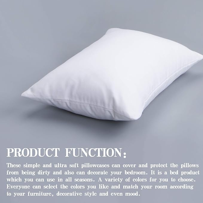 NTBAY Zippered Toddler Pillowcases Set of 2, 100% Brushed Microfiber 13x18 Pillowcases, Super Soft and Cozy Travel Kids Nursery Pillow Cases, 13x18 Inches, White